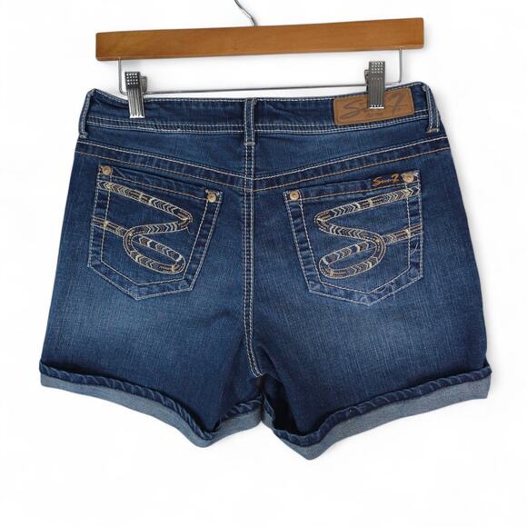 Seven7 Shorts Womens 6 (30x4.5) Denim Jean Mid Rise Rolled Cuff Stretch - Picture 2 of 8